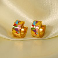 1 Pair IG Style Color Block Epoxy Plating 201 Stainless Steel 18K Gold Plated Earrings main image 4