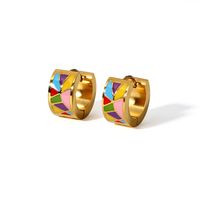 1 Pair IG Style Color Block Epoxy Plating 201 Stainless Steel 18K Gold Plated Earrings main image 2