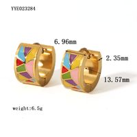 1 Pair IG Style Color Block Epoxy Plating 201 Stainless Steel 18K Gold Plated Earrings sku image 1