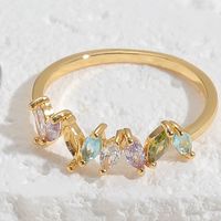 Simple Style Shiny Round Horse Eye Copper Plating Inlay Zircon 14k Gold Plated White Gold Plated Rings sku image 8