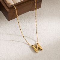 Ig Style Casual Classic Style Letter Stainless Steel Solid Color 18k Gold Plated Pendant Necklace main image 9