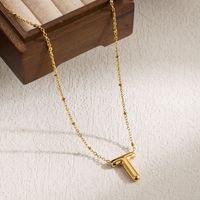 Ig Style Casual Classic Style Letter Stainless Steel Solid Color 18k Gold Plated Pendant Necklace sku image 6