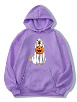 Women's Hoodie Long Sleeve Hoodies & Sweatshirts Printing Pocket Casual Pumpkin Dog main image 3