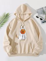 Women's Hoodie Long Sleeve Hoodies & Sweatshirts Printing Pocket Casual Pumpkin Dog main image 1