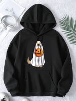 Women's Hoodie Long Sleeve Hoodies & Sweatshirts Printing Pocket Casual Pumpkin Dog main image 2