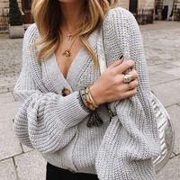 Women's Knitwear Long Sleeve Sweaters & Cardigans Casual Solid Color sku image 2
