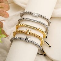 Ig-stil Einfacher Stil Runden Krone Kupfer Perlen Inlay Zirkon Armbänder main image 1