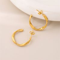 1 Pair Retro Simple Style Round Plating 201 Stainless Steel 18K Gold Plated Earrings main image 1