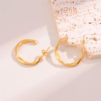 1 Pair Retro Simple Style Round Plating 201 Stainless Steel 18K Gold Plated Earrings main image 5