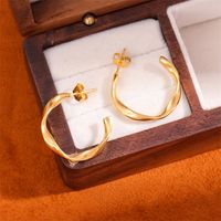 1 Pair Retro Simple Style Round Plating 201 Stainless Steel 18K Gold Plated Earrings main image 6