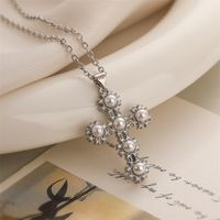 Copper Simple Style Plating Inlay Cross Zircon Pendant Necklace main image 4