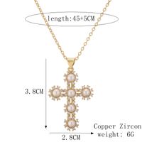 Copper Simple Style Plating Inlay Cross Zircon Pendant Necklace main image 2