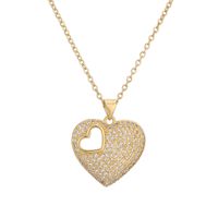 Simple Style Heart Shape Copper Plating Inlay Zircon Gold Plated Pendant Necklace main image 5