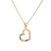 Ig Style Simple Style Heart Shape Copper Plating Inlay Zircon Gold Plated Pendant Necklace main image 2
