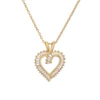 Ig Style Simple Style Heart Shape Copper Plating Inlay Zircon Gold Plated Pendant Necklace sku image 6