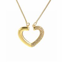 Ig Style Simple Style Heart Shape Copper Plating Inlay Zircon Gold Plated Pendant Necklace main image 3