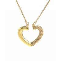 Ig Style Simple Style Heart Shape Copper Plating Inlay Zircon Gold Plated Pendant Necklace sku image 4