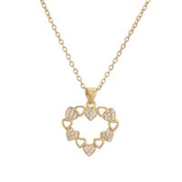 Ig Style Simple Style Cross Heart Shape Copper Plating Inlay Zircon Gold Plated Pendant Necklace main image 5