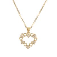 Ig Style Simple Style Cross Heart Shape Copper Plating Inlay Zircon Gold Plated Pendant Necklace sku image 4