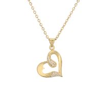 Ig Style Simple Style Cross Heart Shape Copper Plating Inlay Zircon Gold Plated Pendant Necklace main image 4