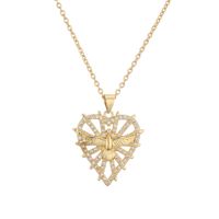 Ig Style Simple Style Cross Heart Shape Copper Plating Inlay Zircon Gold Plated Pendant Necklace main image 3