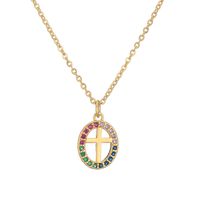 Ig Style Simple Style Cross Copper Plating Inlay Zircon Gold Plated Pendant Necklace sku image 2