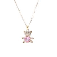 Cute Bear Copper Plating Inlay Zircon Earrings Necklace main image 6