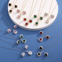 Simple Style Geometric Copper Plating Inlay Zircon Earrings Necklace main image 1