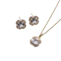 Simple Style Geometric Copper Plating Inlay Zircon Earrings Necklace main image 2