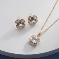 Simple Style Geometric Copper Plating Inlay Zircon Earrings Necklace sku image 3