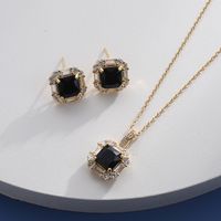 Simple Style Geometric Copper Plating Inlay Zircon Earrings Necklace sku image 7