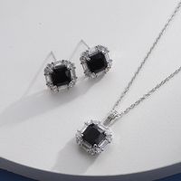 Simple Style Geometric Copper Plating Inlay Zircon Earrings Necklace sku image 8