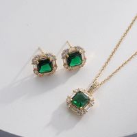 Simple Style Geometric Copper Plating Inlay Zircon Earrings Necklace sku image 9