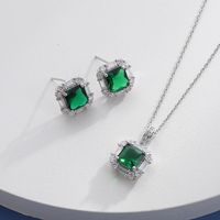 Simple Style Geometric Copper Plating Inlay Zircon Earrings Necklace sku image 10