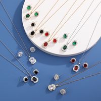 Elegant Sweet Geometric Copper Zircon Earrings Necklace In Bulk main image 1