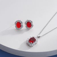 Elegant Sweet Geometric Copper Zircon Earrings Necklace In Bulk main image 5