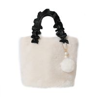 Women's Small Autumn&winter Plush Solid Color Basic Fluff Ball Bucket Zipper Bucket Bag main image 5
