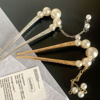 Elegant Classical Geometric Imitation Pearl Alloy Plating Hairpin main image 6