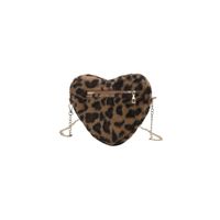 Women's Plush Leopard Streetwear Heart-shaped Zipper Crossbody Bag sku image 3