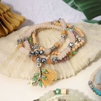 Vintage Style Ethnic Style Letter Color Block Leaves Mixed Materials Beaded Unisex Bracelets main image 4
