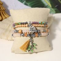 Vintage Style Ethnic Style Letter Color Block Leaves Mixed Materials Beaded Unisex Bracelets sku image 2