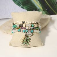 Vintage Style Ethnic Style Letter Color Block Leaves Mixed Materials Beaded Unisex Bracelets sku image 1