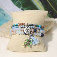 Vintage Style Ethnic Style Letter Color Block Leaves Mixed Materials Beaded Unisex Bracelets sku image 3