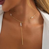 Sweet Simple Style Solid Color Imitation Pearl Copper Plating Gold Plated Necklace sku image 1