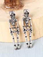 1 Pair Retro Cool Style Skull Copper Alloy Earrings main image 4