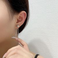 1 Pair Simple Style Solid Color Tassel Plating Stainless Steel Drop Earrings main image 2