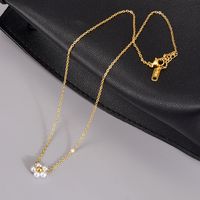 Retro Flower Stainless Steel Glass Pearl Plating 18k Gold Plated Pendant Necklace main image 4