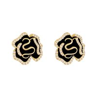 1 Pair Elegant Sweet Flower Enamel Inlay Metal Rhinestones Ear Studs main image 5