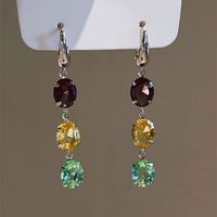 1 Pair Vintage Style Color Block Plating Inlay Copper Artificial Crystal Drop Earrings sku image 1
