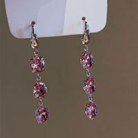 1 Pair Vintage Style Color Block Plating Inlay Copper Artificial Crystal Drop Earrings main image 4